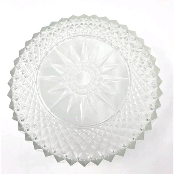 Arcoroc France Glass Serving Bow Diamond Starburst Pattern 9 Inch 60s-70s - Picture 3 of 7